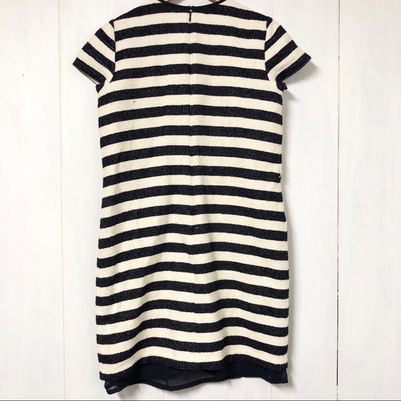 Esprit Navy and Cream Knit Dress with Sheer Trim - Picture 5 of 9